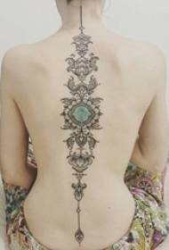 ti fi sou do a Nwa gri epineu senp liy abstrè flè kolòn vètebral tatoo foto