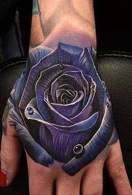girls back-realistic style purple rose Painted tattoo