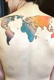 Tattoo World Map Boys Back on Colored World Map Tattoo Picture