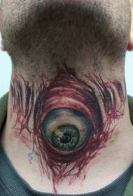 modello di tatuaggio bulbo oculare sanguinolento al collo