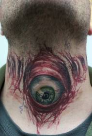 modello di tatuaggio bulbo oculare sanguinolento al collo