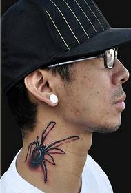 handsome guy on the neck realistic butterfly tattoo pattern to enjoy the picture