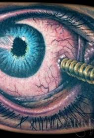 skræmmende øjne gennemborede negle malet tatoveringsmønster