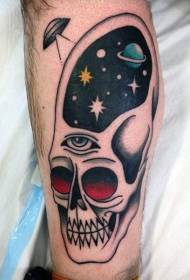 Shank Funny Painted Skull with Eye Star Tattoo Pattern