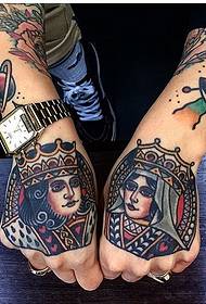 Hand Back Poker Character Tattoo pattern