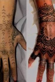 Rihanna Hand tätowierte Rihanna auf dem schwarzen Tribal Totem Tattoo Bild