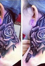 personlighed hals smukke farve rose tatovering mønster billede