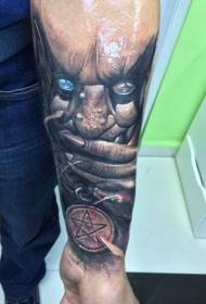 Braccio Horror Style Colorato Blue Eyes Monster Tattoo Pattern