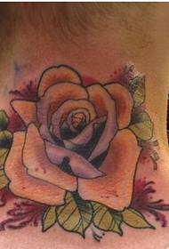 cadros de tatuaxes de rosas bonitos de mozos no pescozo