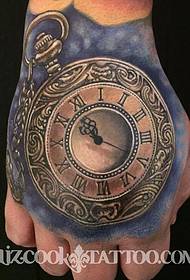 mano indietro modello di tatuaggio orologio meccanico