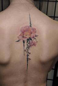 mugurkaula tetovējuma zīmējuma meitene krāsainu ziedu aizmugurē tetovējums bildes 92678 - tetovējums ērgļa figūra meitene melnā ērgļa un brieža tetovējuma attēlus aizmugurē
