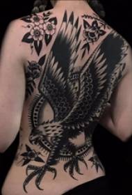 Tattoo back girl on the back Fiori e aquila tatuaggi