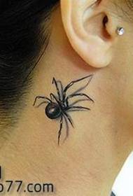 Прекрасна шема на тетоважи со пајак на вратот на убавата жена
