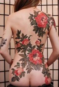 tattooed back girl على الظهر رسم الزهور وشم الصور