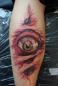 disegno del tatuaggio dell'occhio ferita sanguinante al polpaccio