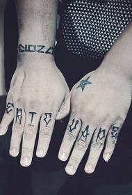 mano llena de fotos de tatuajes inglés-chino