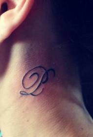 девојка P симбол за тетоважа на вратот