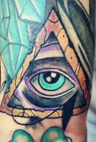 Skrivnostni vzorec tatoo oči v barvnem trikotniku