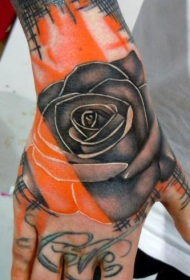 on the back of the hand Beautiful rose tattoo pattern