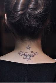 maganda ang leeg ng batang babae Magaling na bituin ng Ingles na larawan sa tattoo