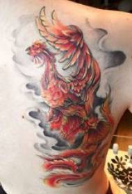 tatuaggi fuoco Phoenix ragazzi sul retro del falò colorato foto del tatuaggio Phoenix