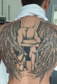 leđa tetovaža muški student na poleđini slike crne anđeo tetovaža