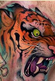 personality fashion neck domineering Tiger head tattoo pattern picture