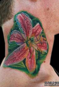 neck tattoo pattern: neck lily tattoo pattern