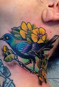krk květ a pták osobnost tetování vzor obrázek