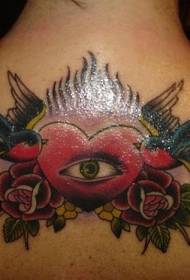 πίσω αγάπη με τα μάτια και το τατουάζ μοτίβο τατουάζ χελιδόνι