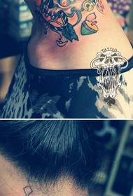 Ko te taatai ma te geisha matarohia me te ahua o te tattoo tattoo