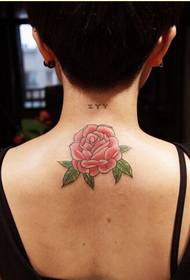 дјевојка врат добро изгледа ружа тетоважа узорак слика