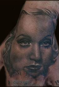 hand-back European and American beauty portrait tattoo pattern