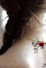 a female neck flower tattoo pattern