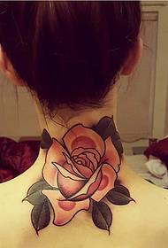 Neck Rose Tattoo Tsarin Haraji