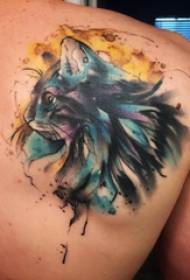 tatuaggi posteriori maschi maschi sul retro delle immagini colorate del tatuaggio del gatto