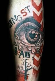 боја на солзи на очите и шема на тетоважа на англиска азбука