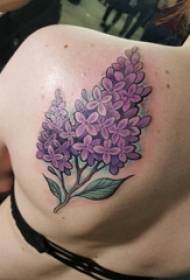 växt tatuering tjej tillbaka på den färgade växt tatuering bild