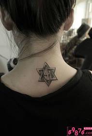 Wêne Tattoo ya Hexagonal Star Back