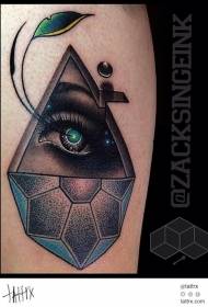 Olhos de cor de picada e padrão de tatuagem de folha de triângulo
