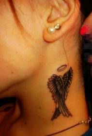 дівчата шия чорний ескіз творчі ангел крила татуювання малюнок