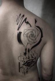tetovált fekete férfi vissza a fekete geometriai kreatív tetoválás képhez