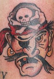 duge brade Pirat i lubanja uzorak tetovaža