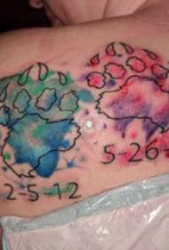 Tattooed უკან გოგონა ციფრული და paw ბეჭდვითი tattoo სურათები უკანა მხარეს