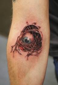 arm illustration style color scary eye tattoo pattern