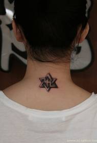 an ultra-stylish back neck six-pointed star tattoo pattern