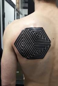 Geometrinen elementti tatuointi mustan geometrisen tatuoinnin kuvan takana