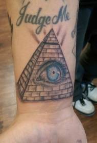Polspiramide met blauw groot oog tattoo-patroon