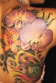 kleurvolle blom- en oog tattoo patroon