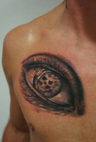 Tetoválás a mellkason, amely tükrözi a szemet